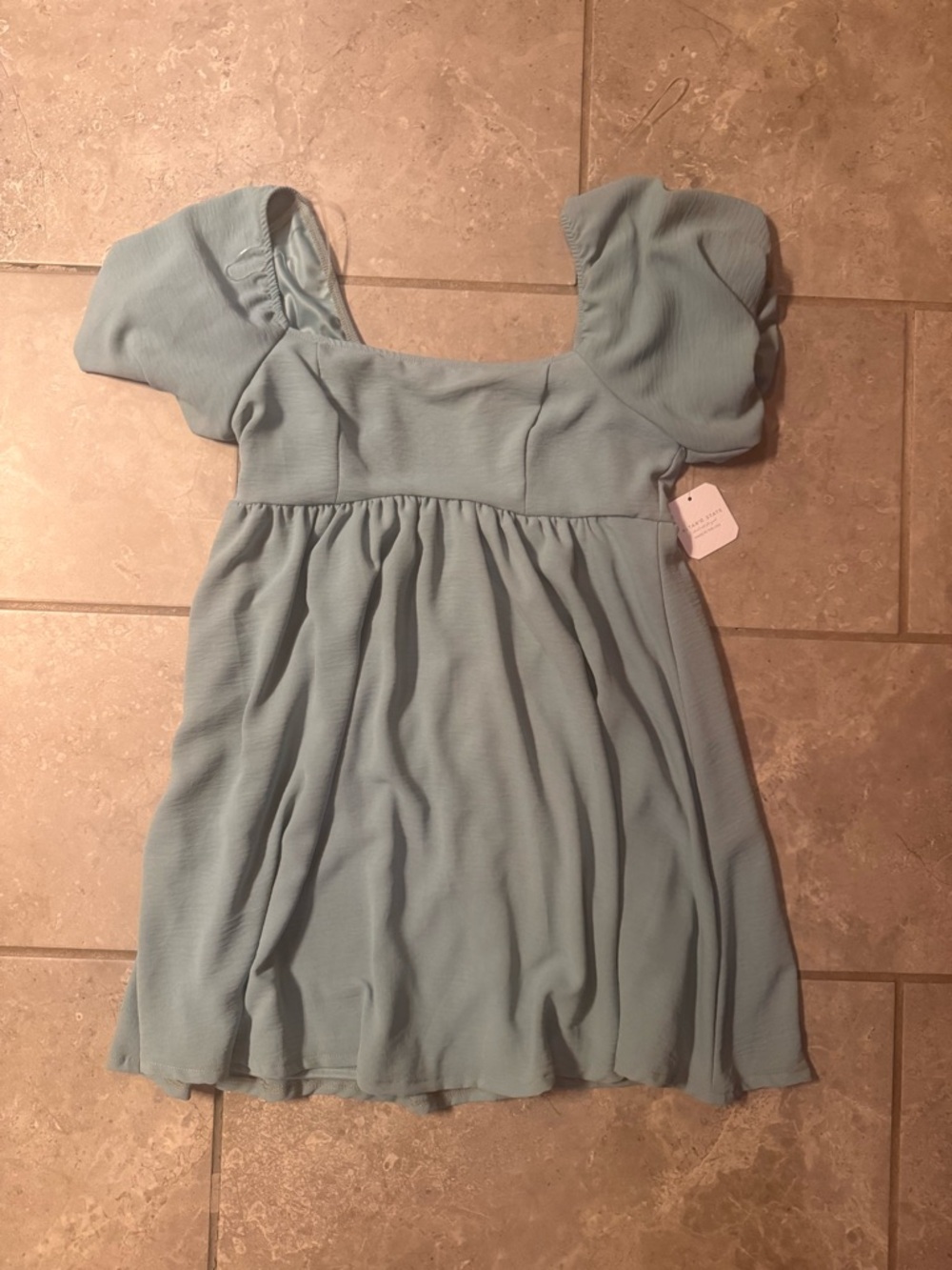 Altar'd State Light Blue Puff Sleeve Square Neck Dress